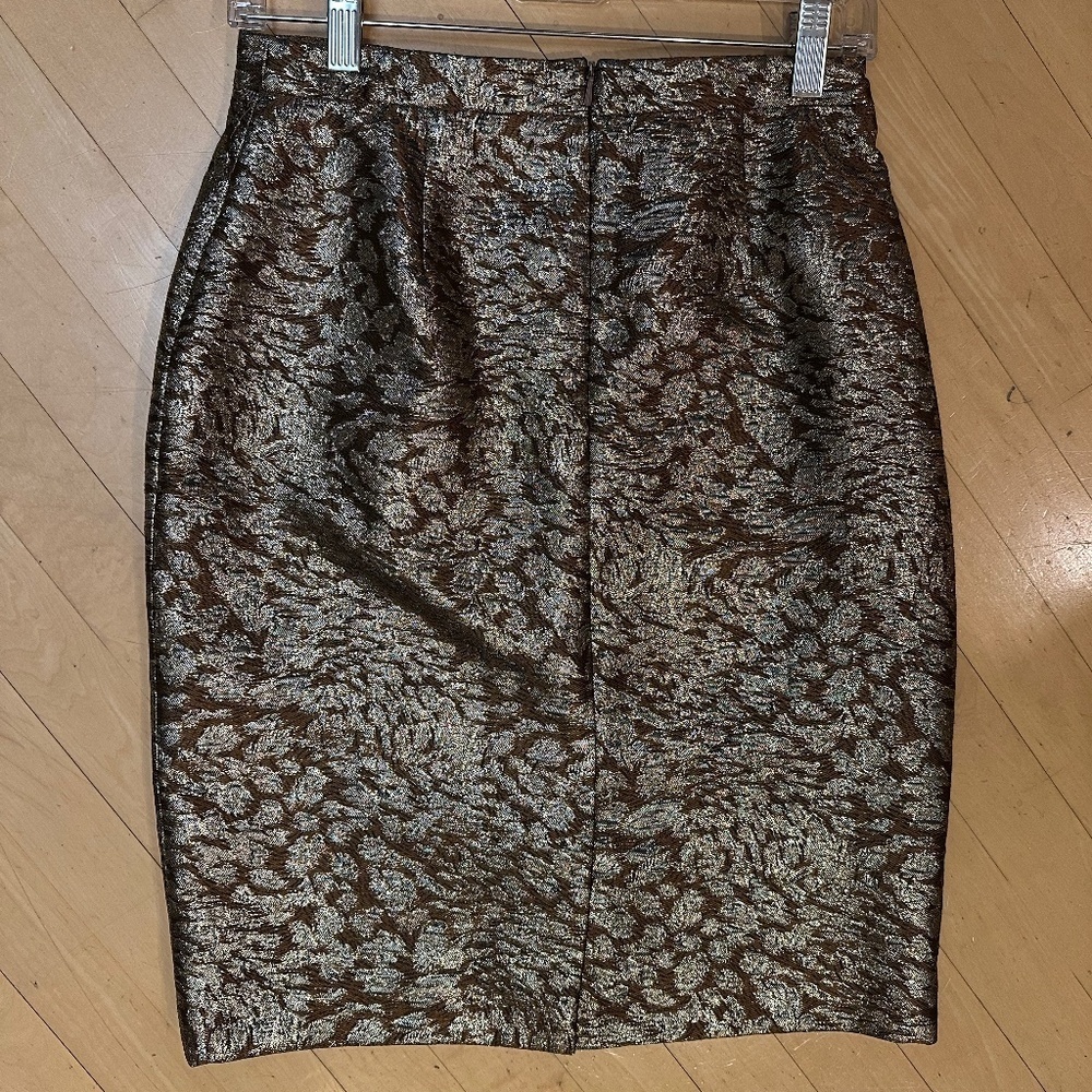PURE collection gold and brown brocade pencil skirt, 4 DH113 - Picture 3 of 3